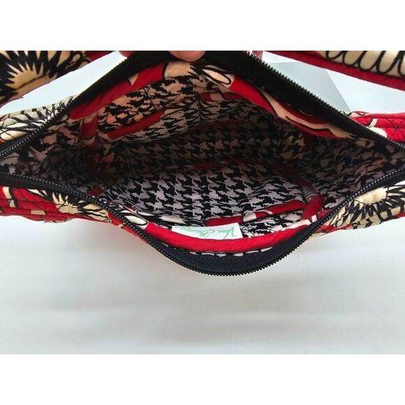 Vera Bradley Red Floral Quilted Shoulder Bag With Interior Pockets & Zip Closure - Picture 4 of 4